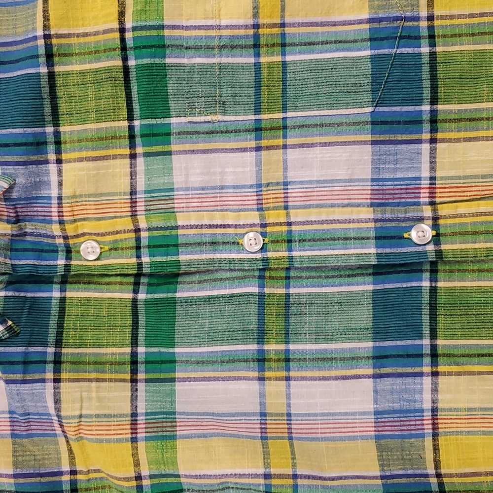 G&M Large Multicolor Plaid Men's Short Sleeve Shirt - Picture 4 of 7